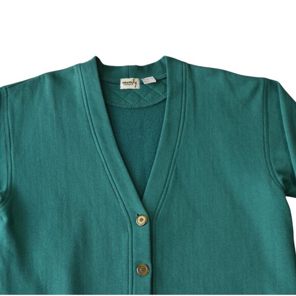 Vintage Teal Button-Up Cardigan Unisex – Size Medium, Cozy and Preppy - Picture 2 of 6